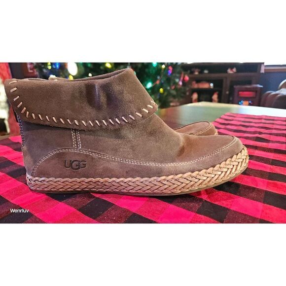 Ugg Varney Suede Moccasin Zip Up Ankle Boot Designer Flat Shoe Summer Winter - Picture 1 of 4